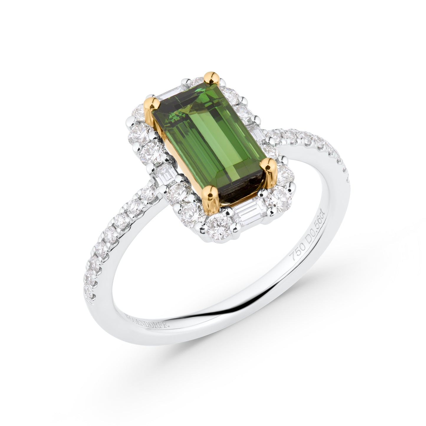 1.56ct Green Tourmaline & Diamond Halo Ring