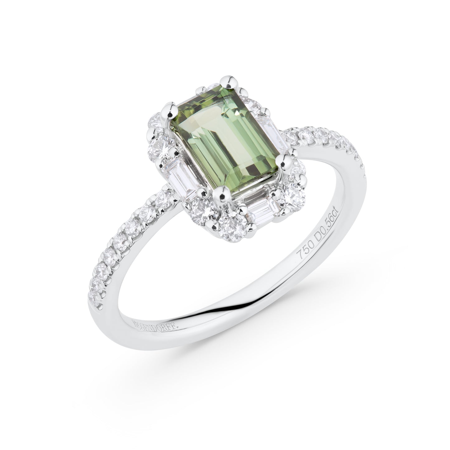 1.00ct Green Tourmaline & Diamond Halo Ring