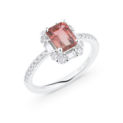 Pink Tourmaline & Diamond Halo Ring