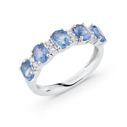 Blue Sapphire & Diamond Alternating Band