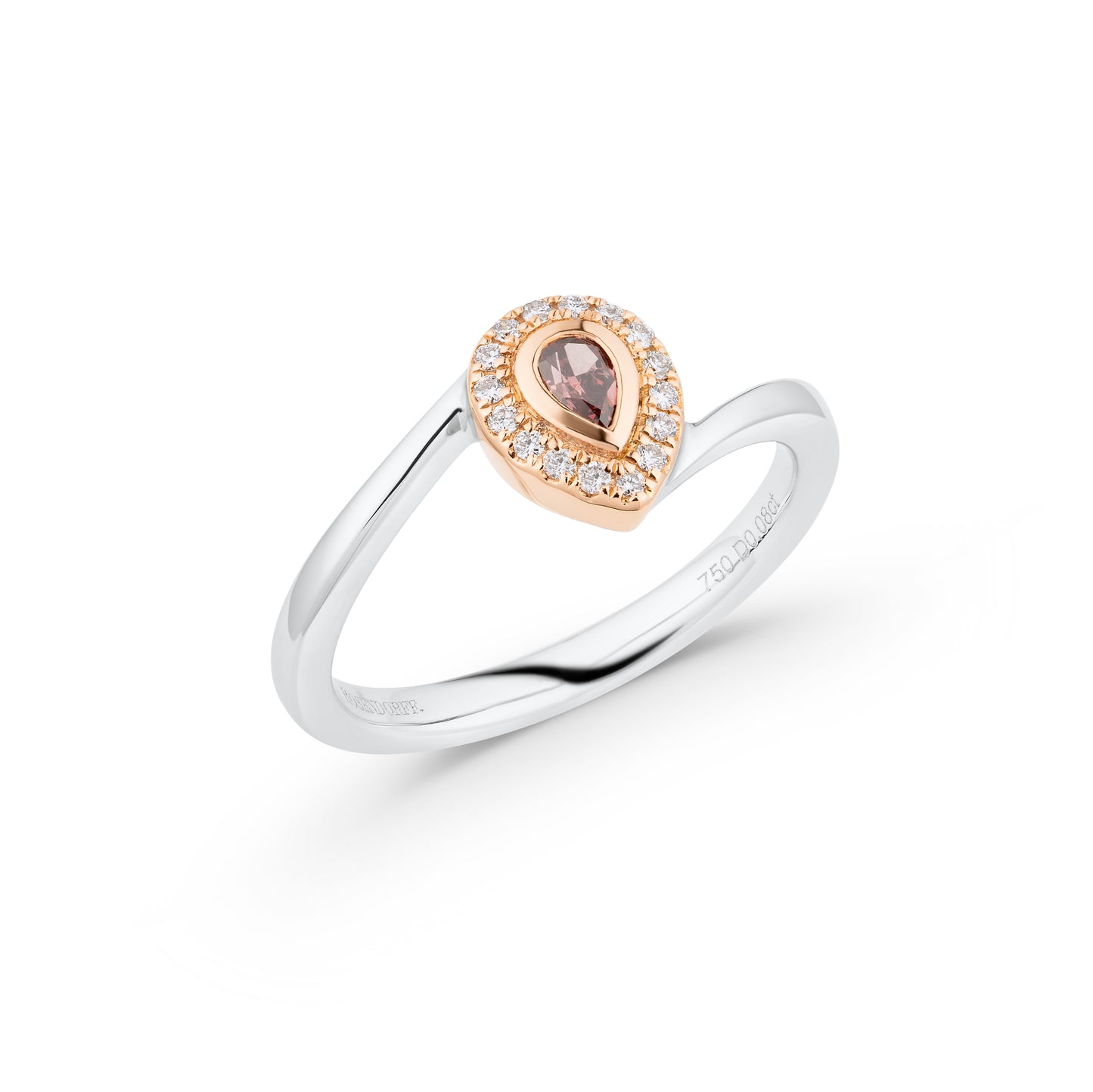 Double Halo Pear & Pink Diamond Ring