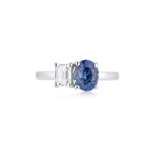 Sapphire & Diamond Toi et Moi Ring