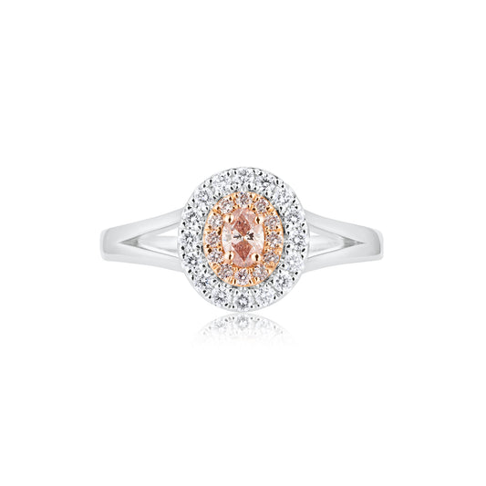 Double Halo Pink Diamond Ring