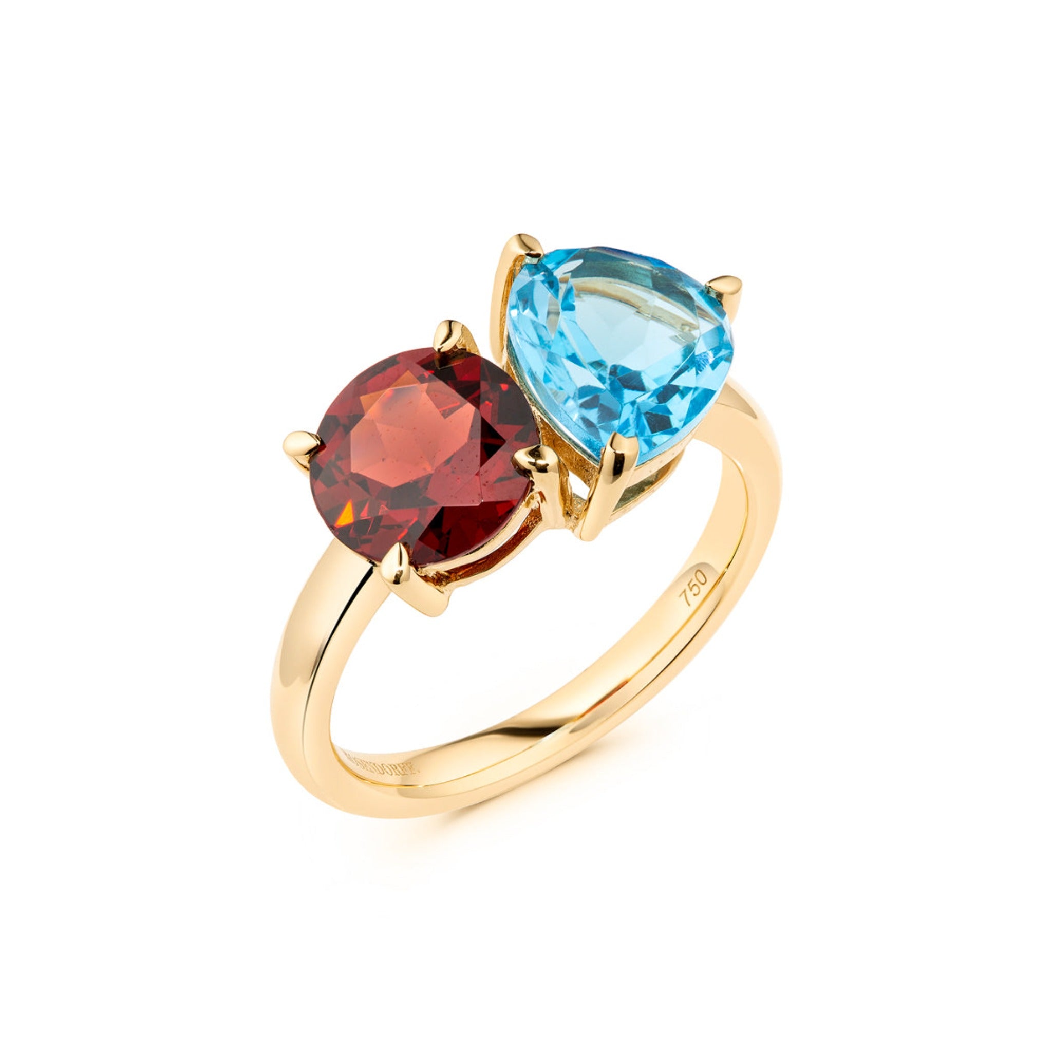 Garnet and blue topaz outlet ring