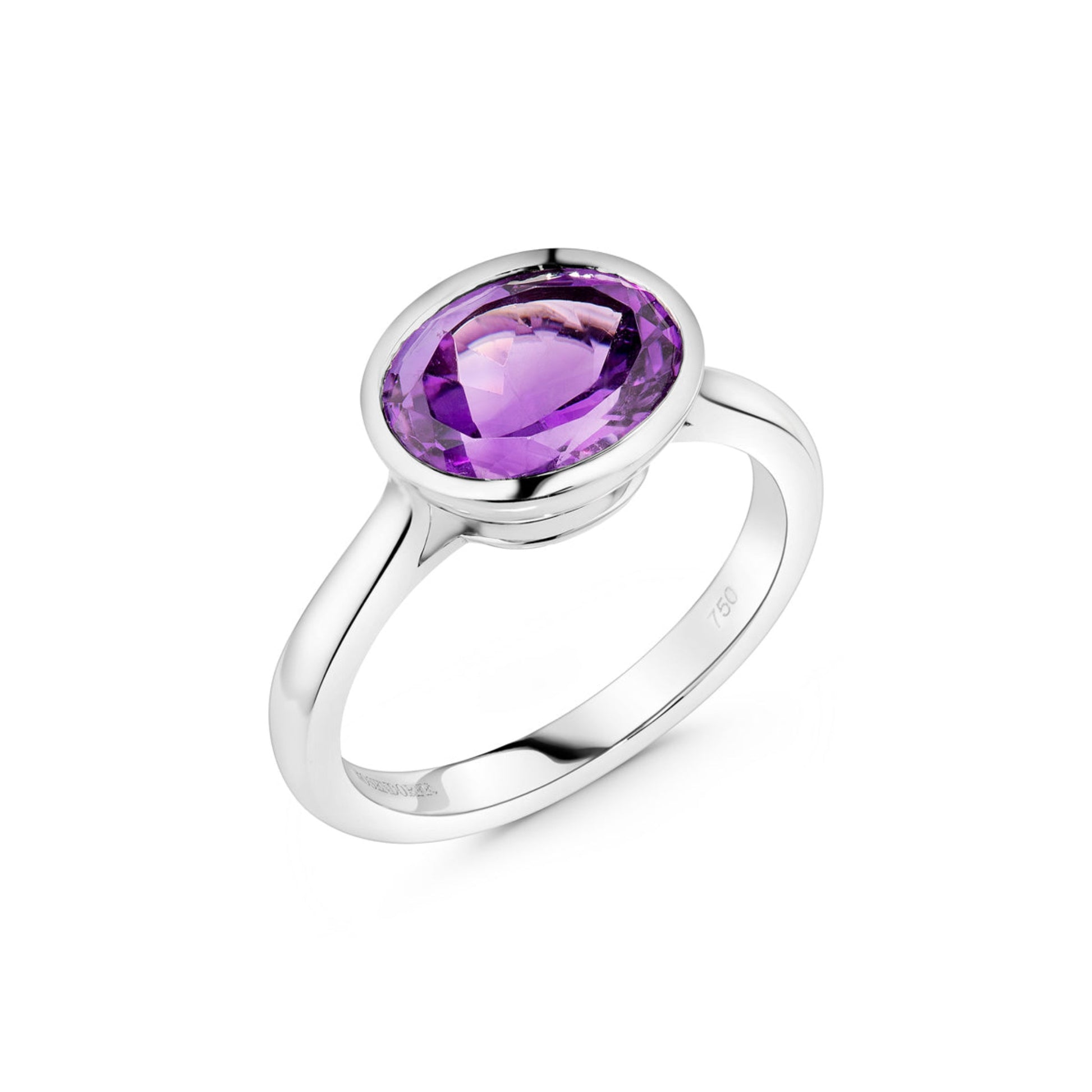 2.48ct Amethyst Oval Bezel Ring | 18ct White Gold