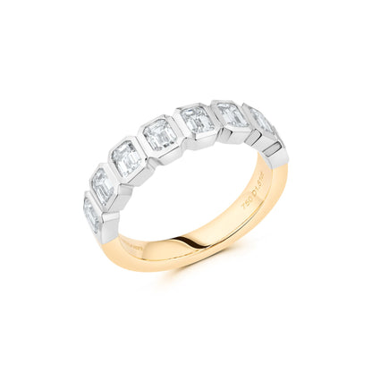 Emerald 1.51ct Bezel 8 Diamond Ring | 18ct Yellow & White Gold