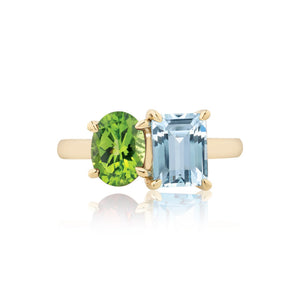 3.50ct Toi et Moi Peridot & Topaz Ring