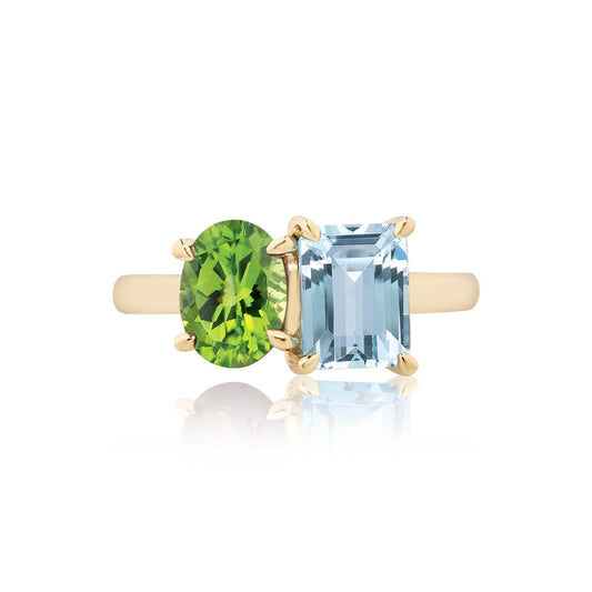 3.59ct Toi et Moi Peridot & Topaz Ring