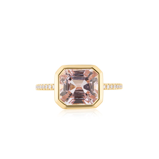 4.80ct Kunzite & Diamond Bezel Set Ring