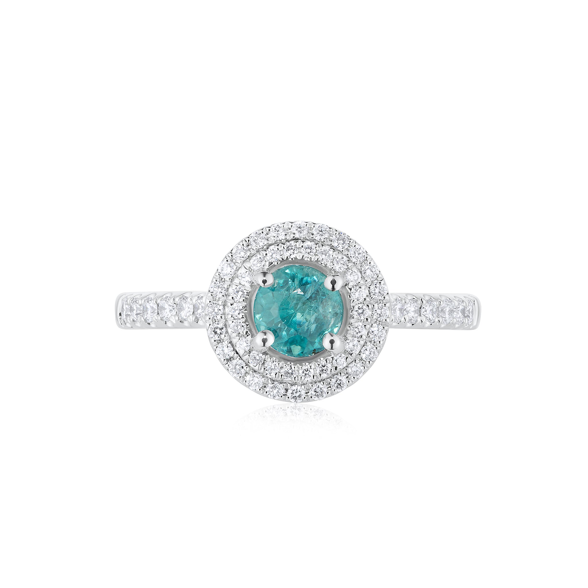 0.92ct Paraiba & Diamond Double Halo Ring