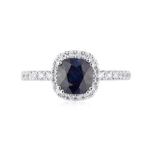 1.49ct Blue Sapphire & Diamond Halo Ring