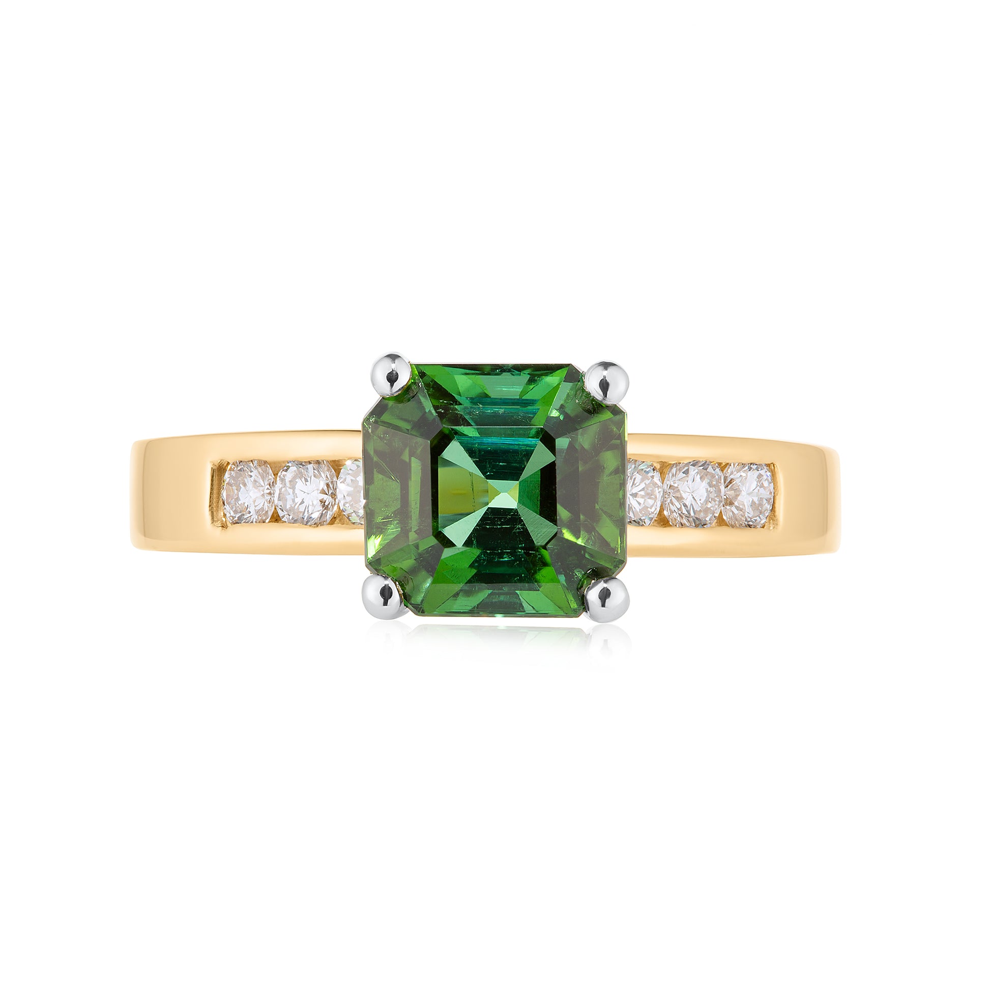2.23ct Green Tourmaline & Should Diamond Ring