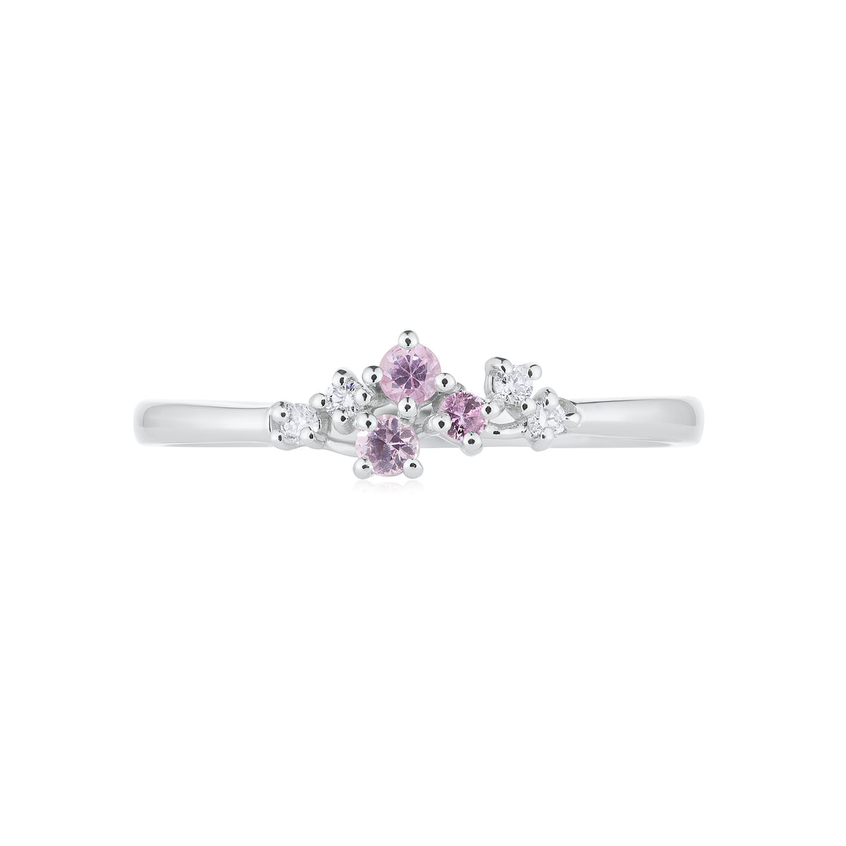 Pink Sapphire & Diamond 7 stone Ring