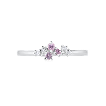 Pink Sapphire & Diamond 7 stone Ring