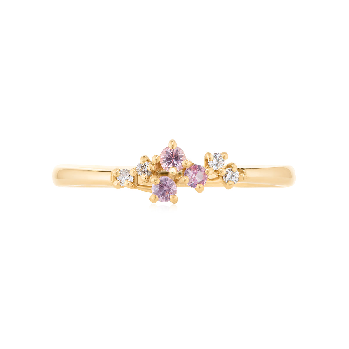 Pink Sapphire & Diamond 7 stone Ring