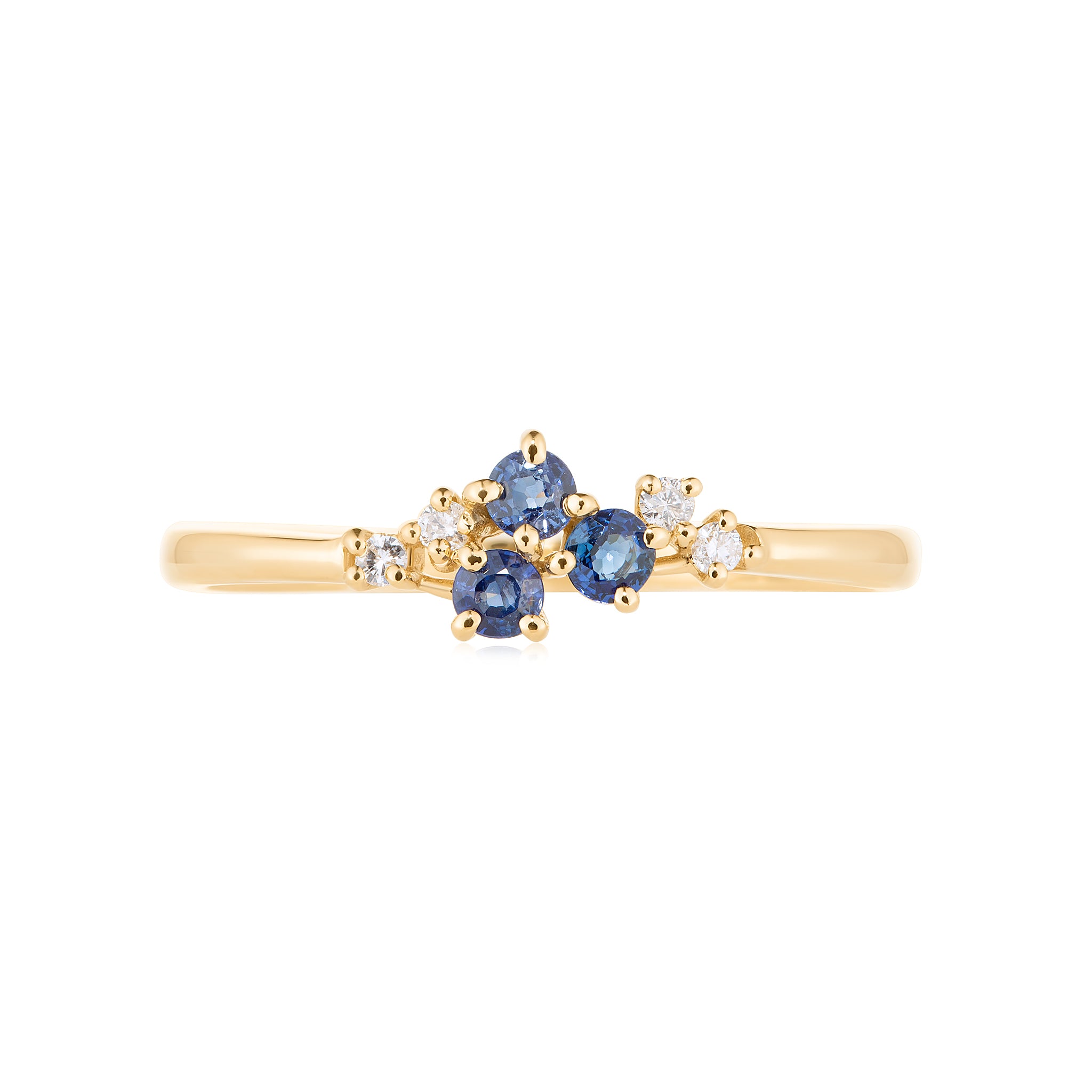 Blue Sapphire & Diamond 7 stone Ring