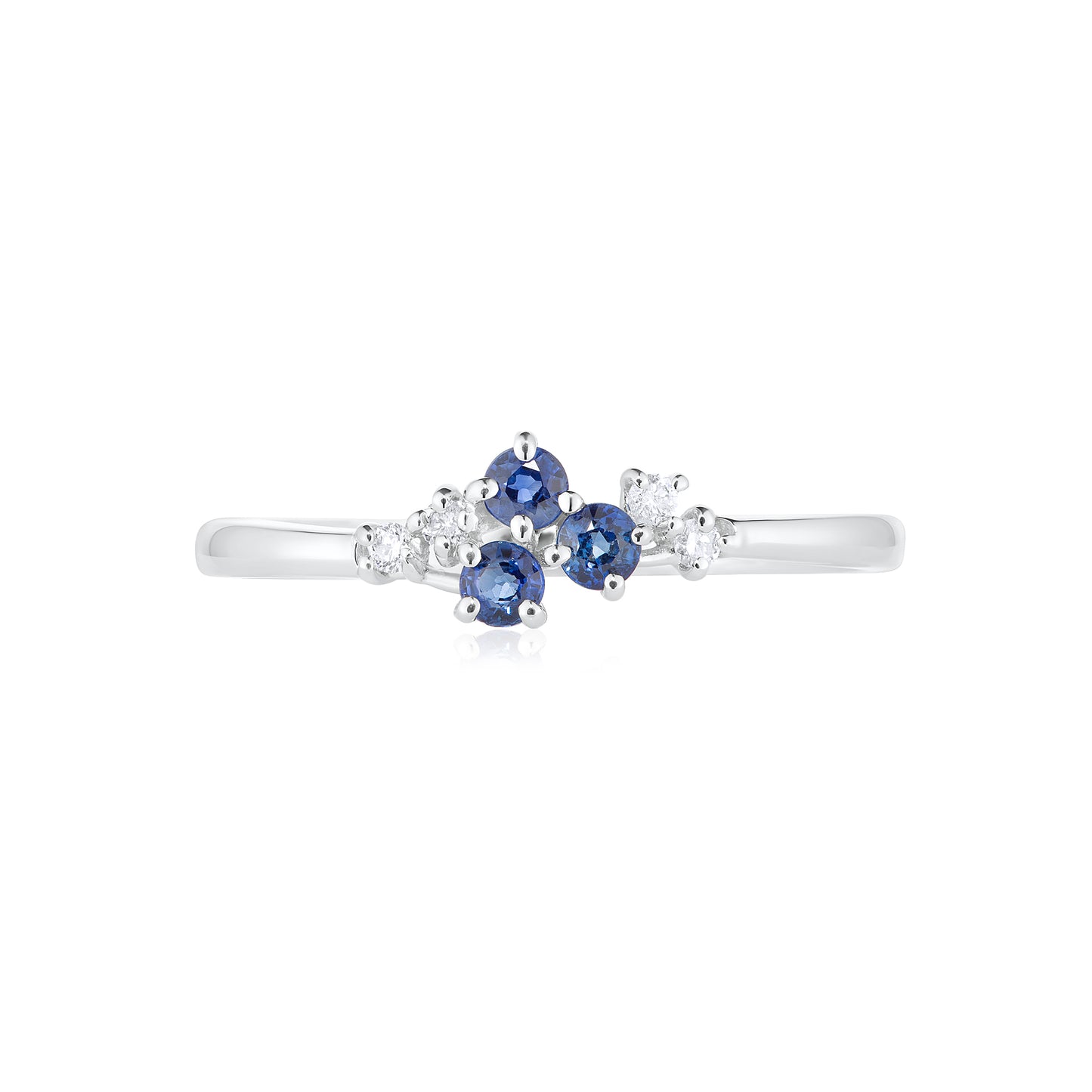Blue Sapphire & Diamond 7 stone Ring