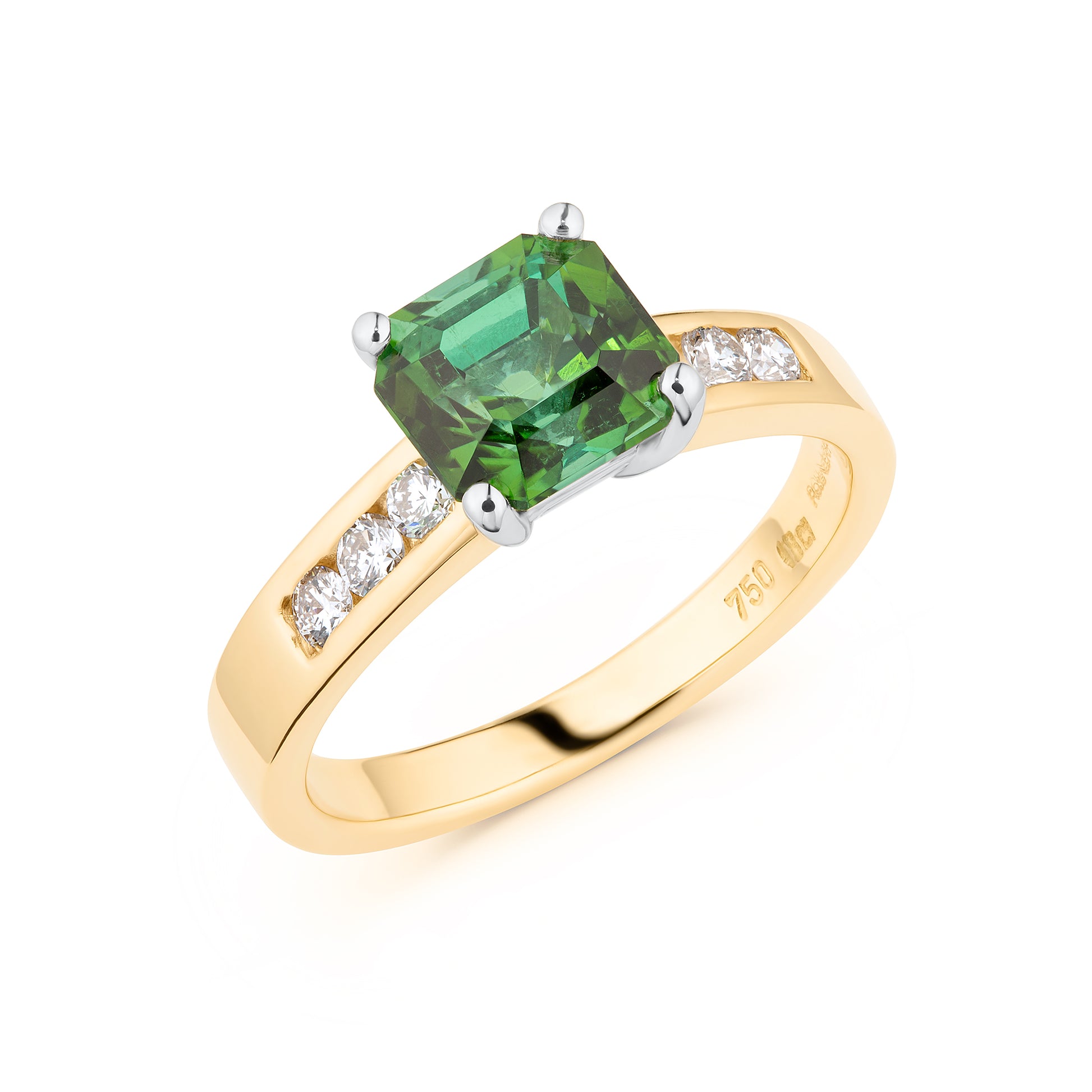 2.23ct Green Tourmaline & Should Diamond Ring