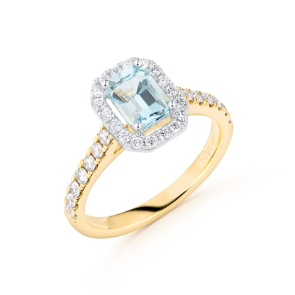 0.87ct Aqua & Diamond Halo Ring