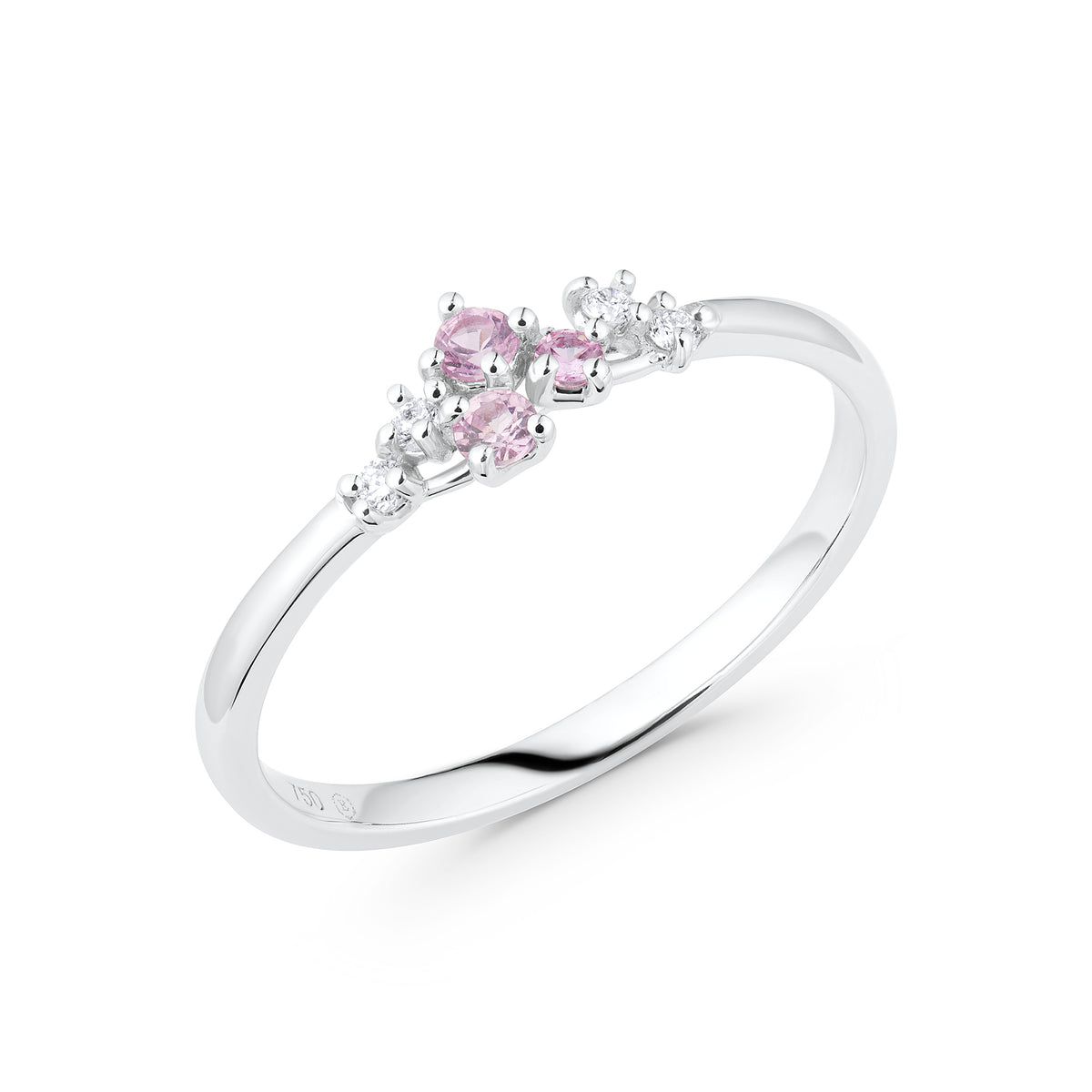 Pink Sapphire & Diamond 7 stone Ring