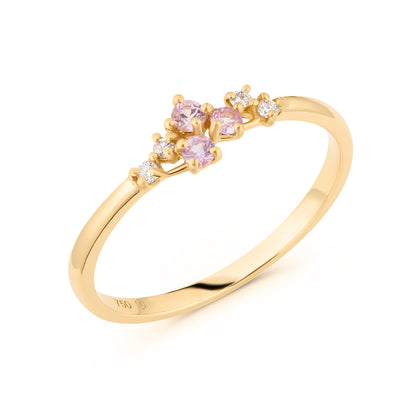 Pink Sapphire & Diamond 7 stone Ring