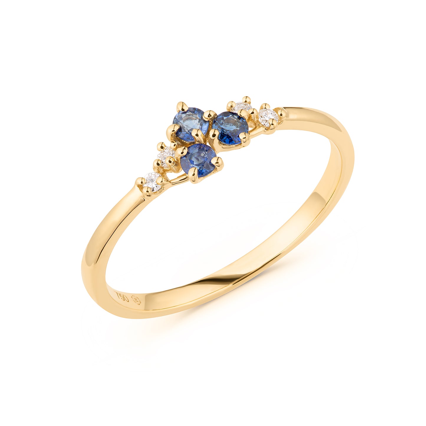 Blue Sapphire & Diamond 7 stone Ring