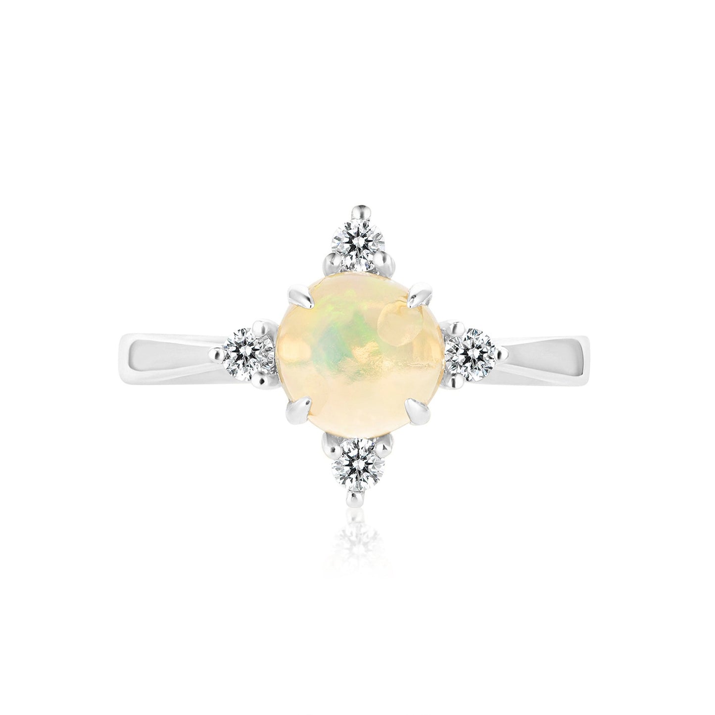 Opal & Diamond Star Halo Ring