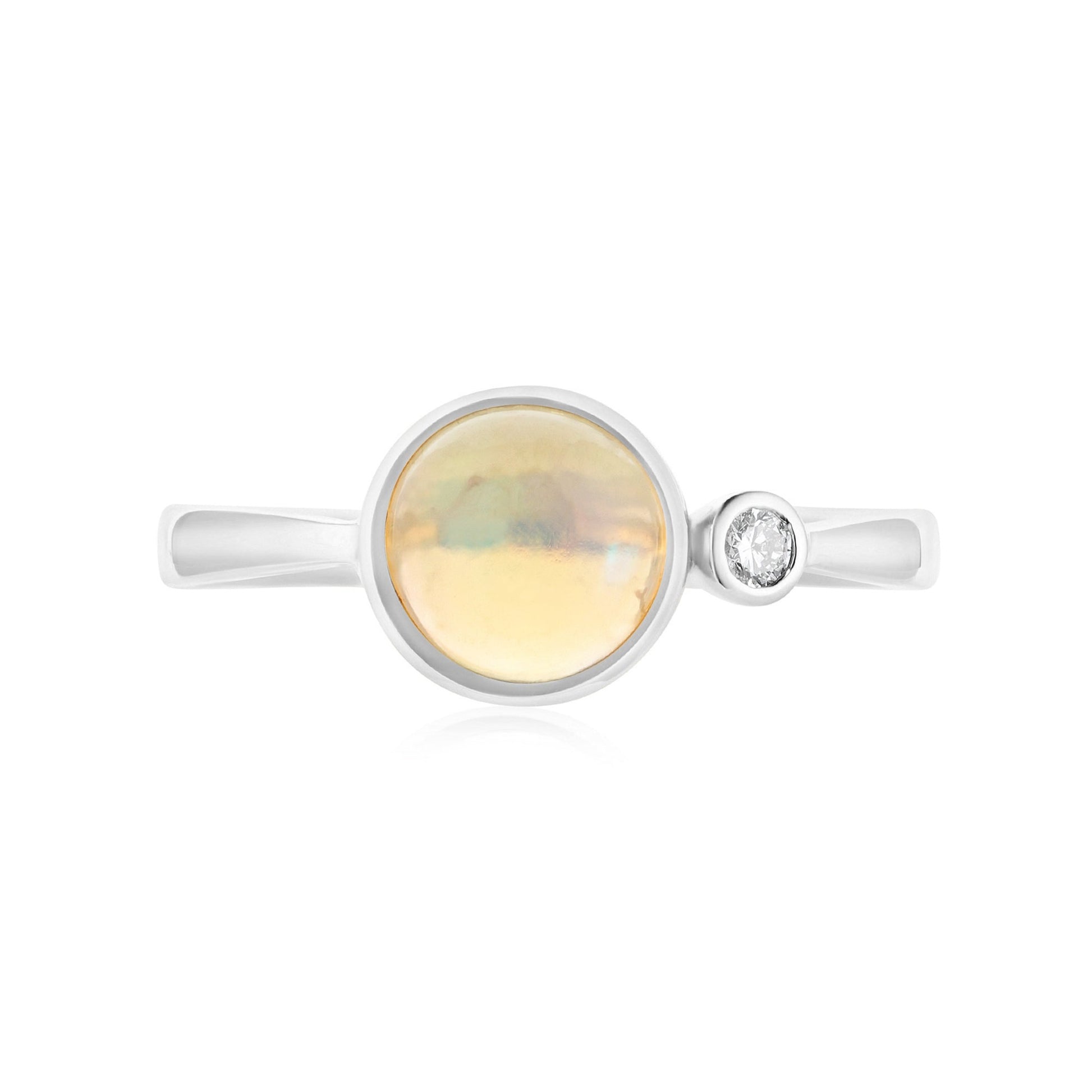 Opal & Diamond Bezel Ring