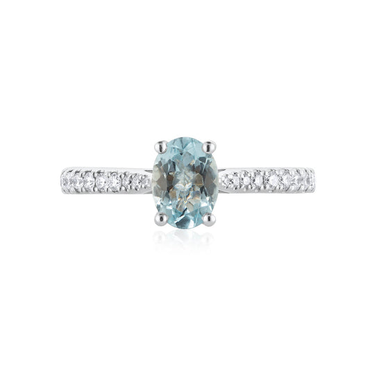 Oval Aquamarine & Diamond Ring