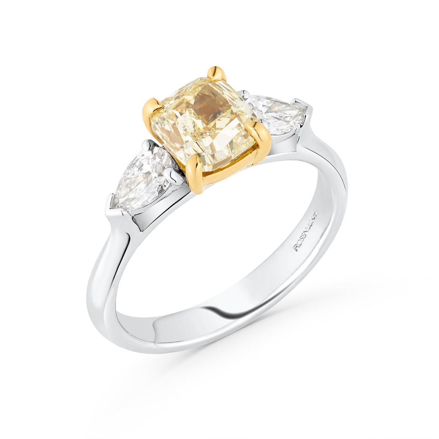 GIA 1.51ct Fancy Yellow Diamond Trilogy Ring