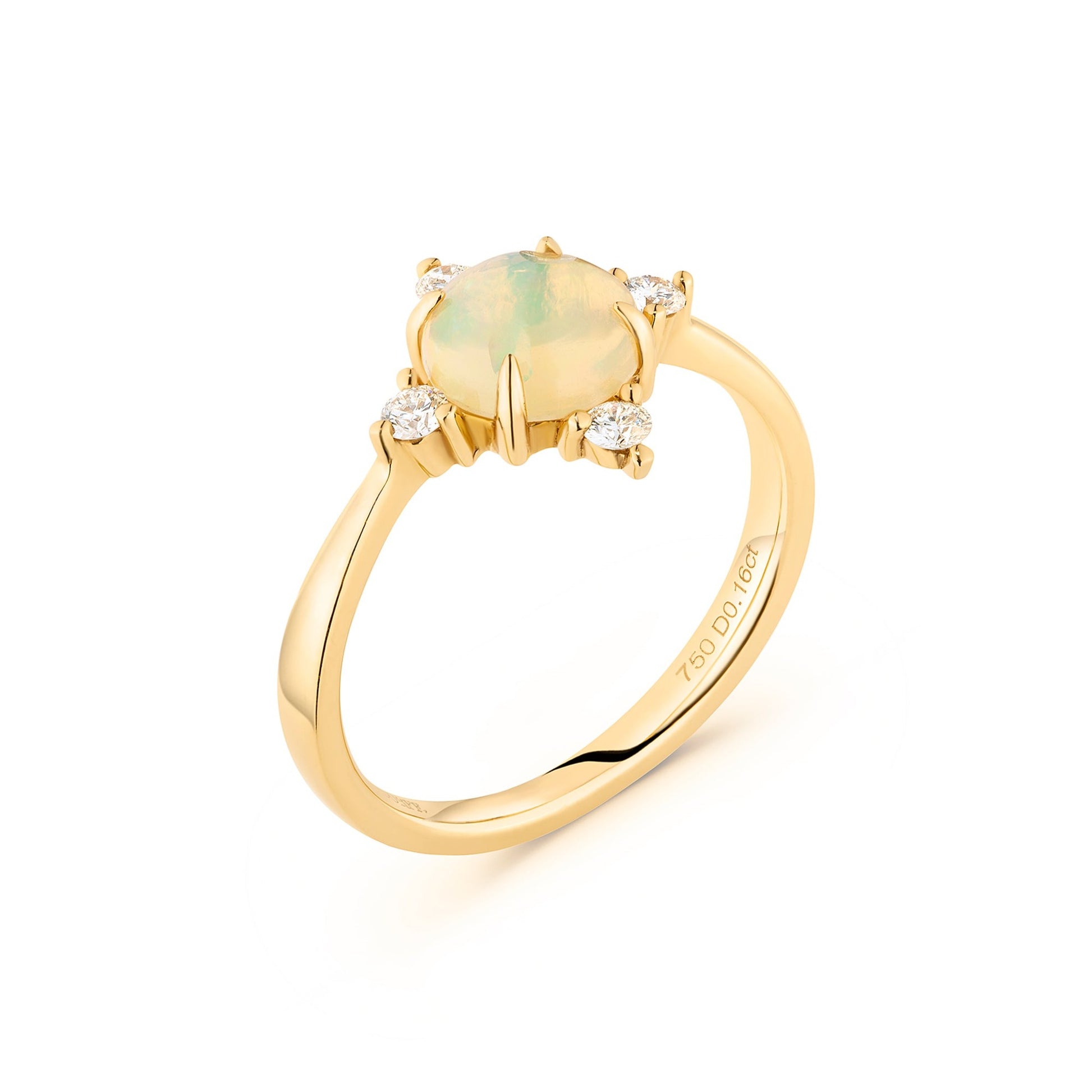 Opal & Diamond Star Halo Ring