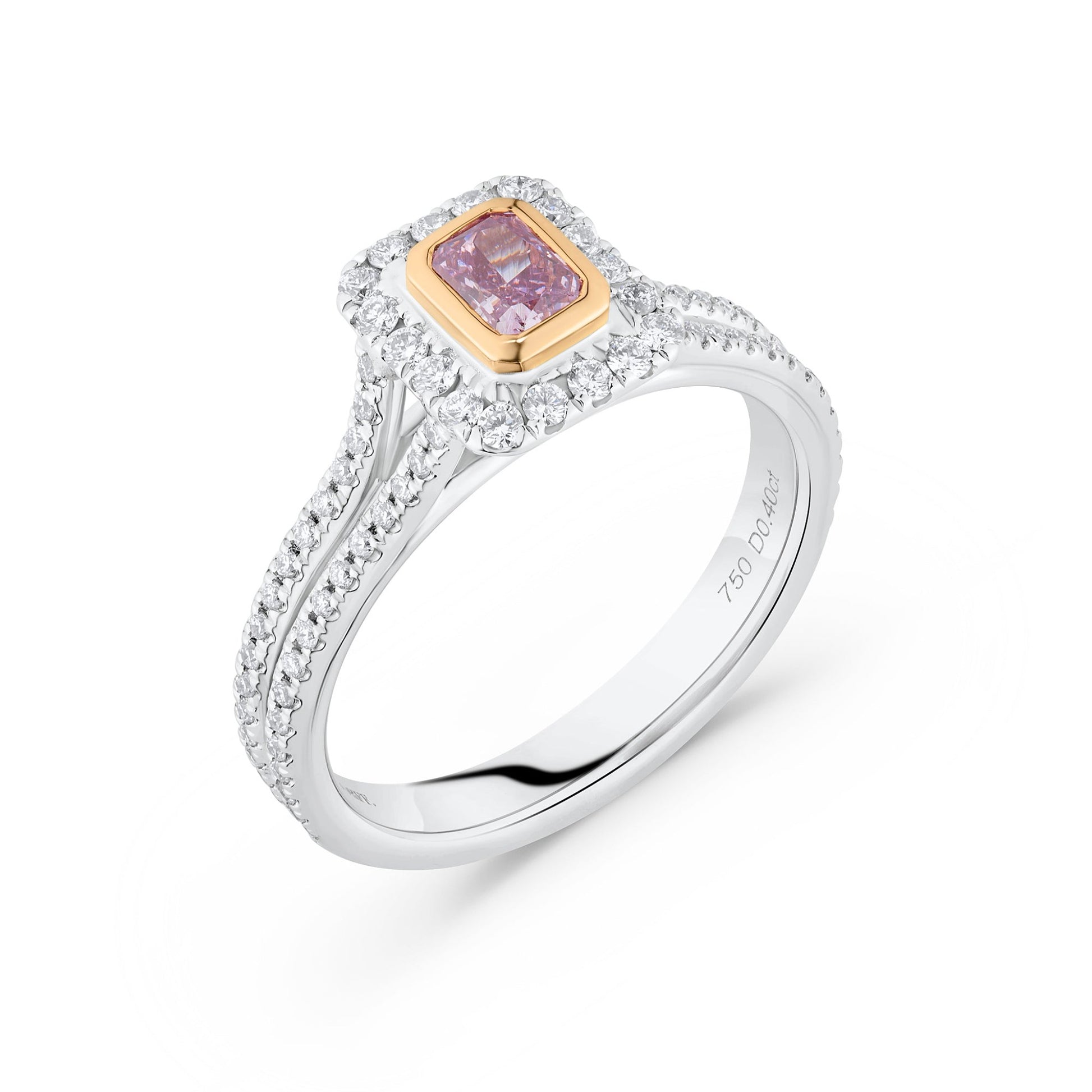 GIA Radiant Pink Diamond Halo Ring