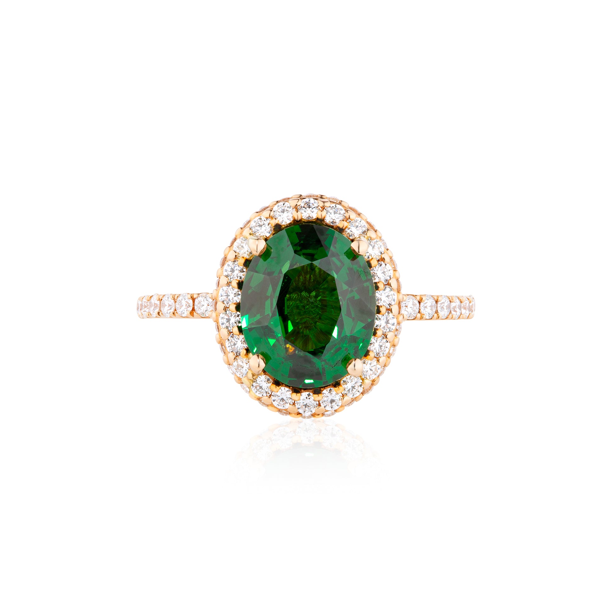 2.20ct Green Garnet Pave Halo Diamond Ring