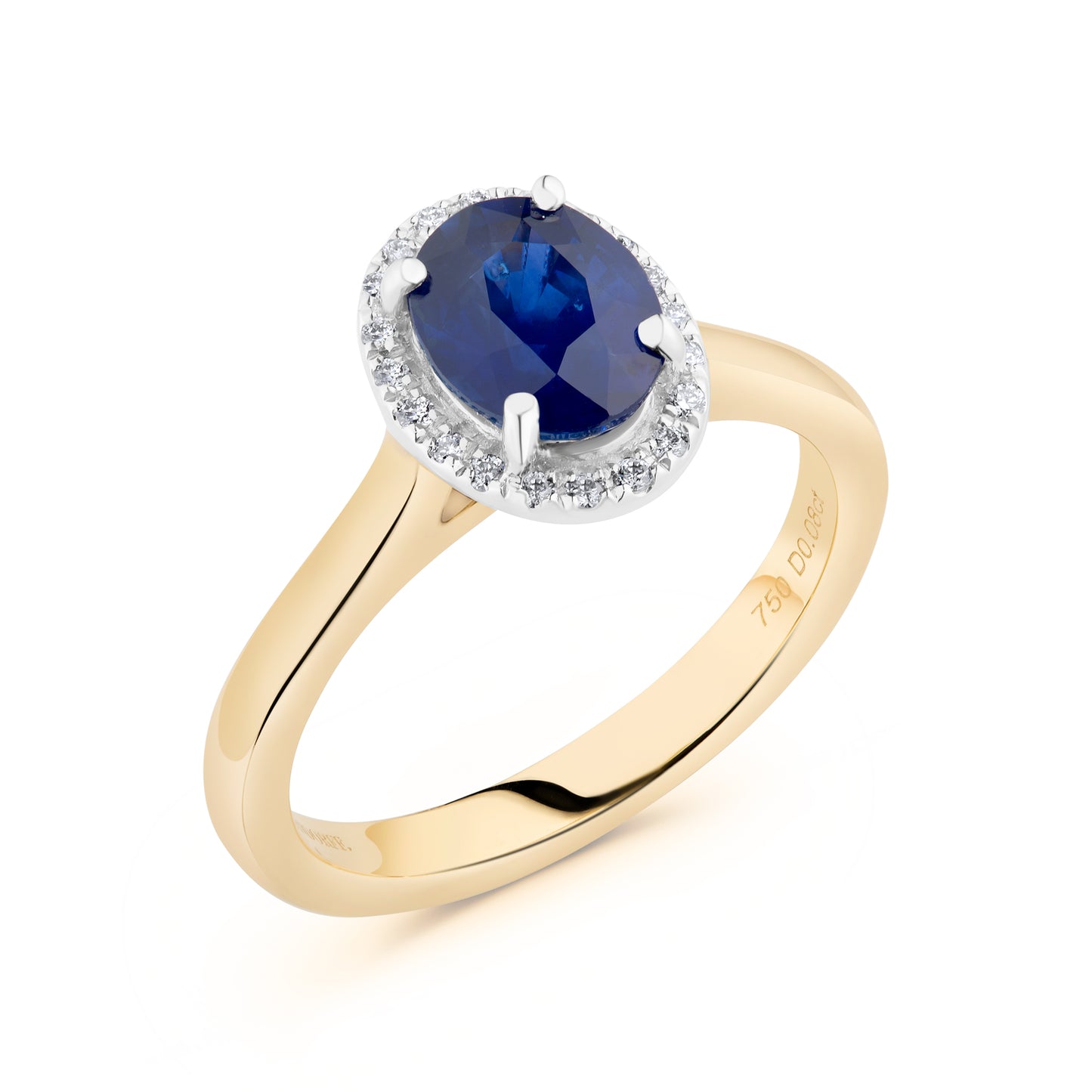 1.57ct Deep Blue Oval Sapphire & Diamond Ring