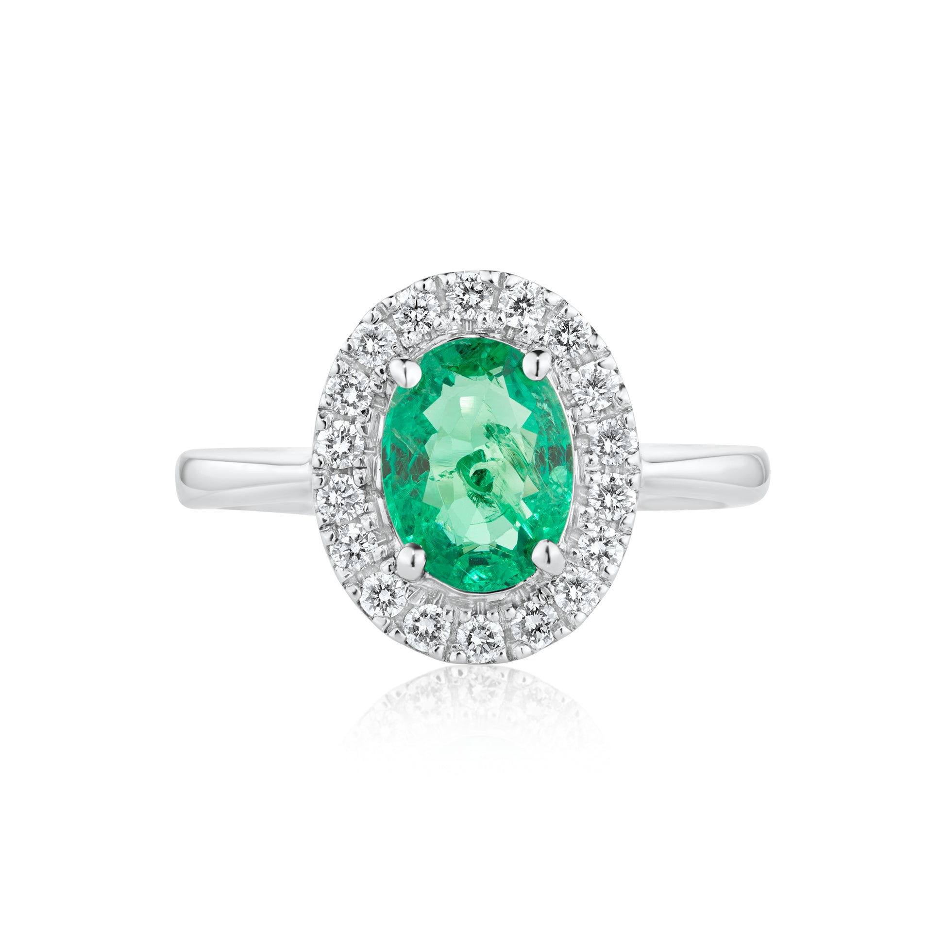 1.27ct Emerald Oval Halo Ring