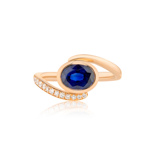 1.51 Oval Royal Blue Sapphire Wrap Ring