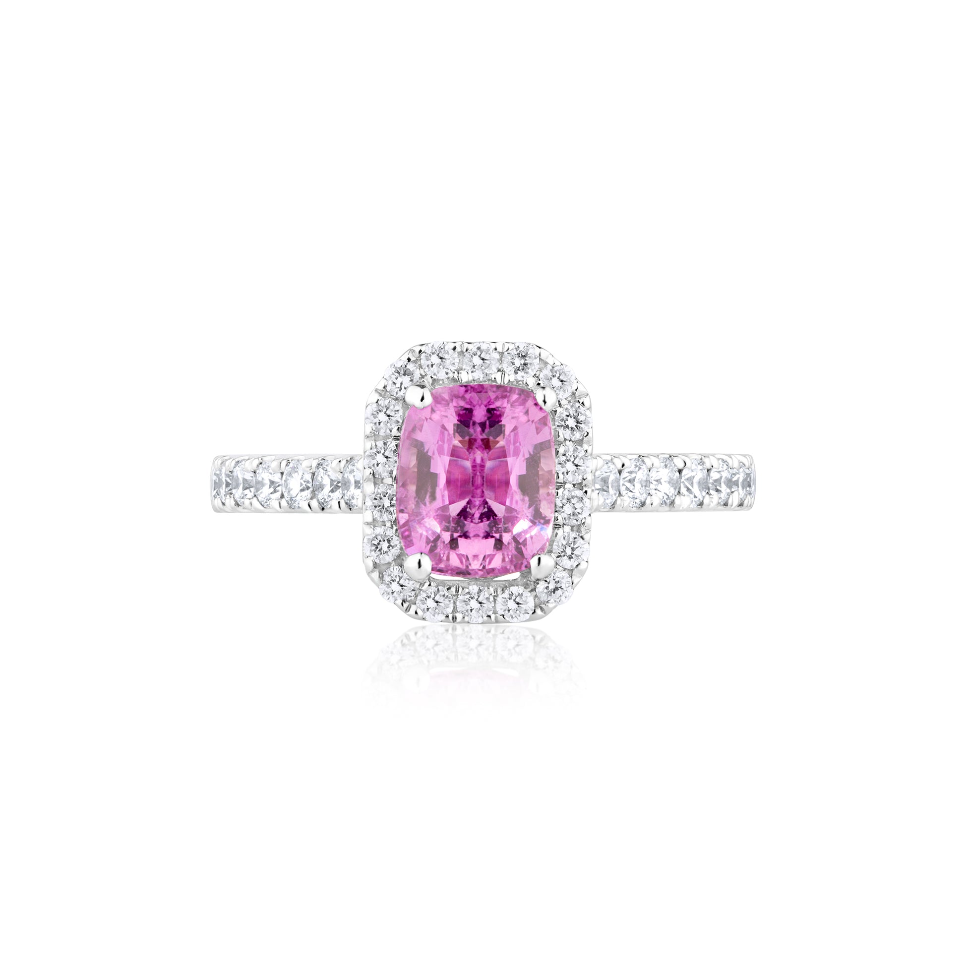 1.60ct Deep Pink Sapphire Halo Ring