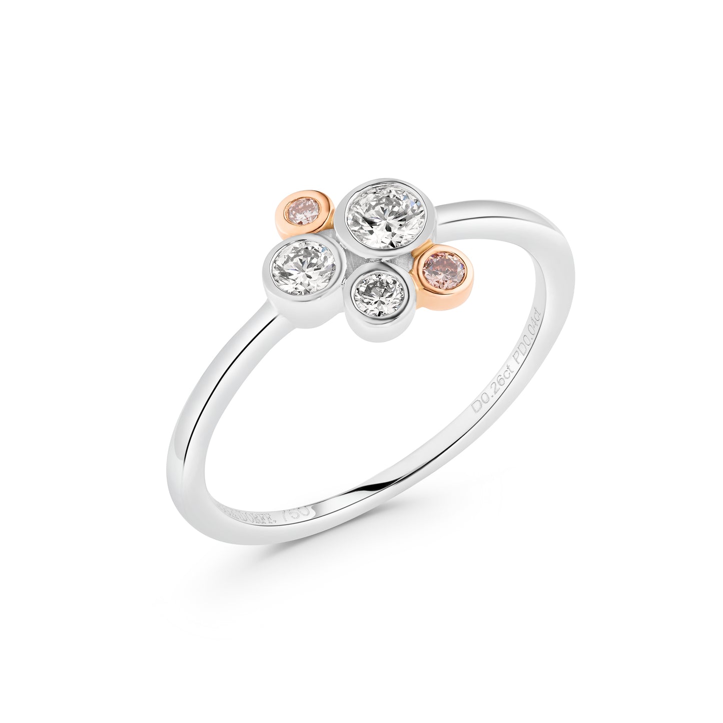 Pink & White Diamond Bezel Ring
