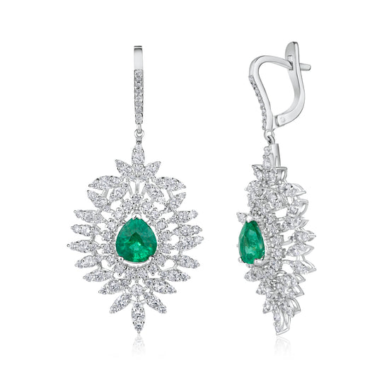 Fancy Emerald & Diamond Drop Earrings