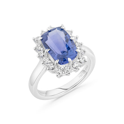 GIA 5.18ct Sapphire & Diamond Ring