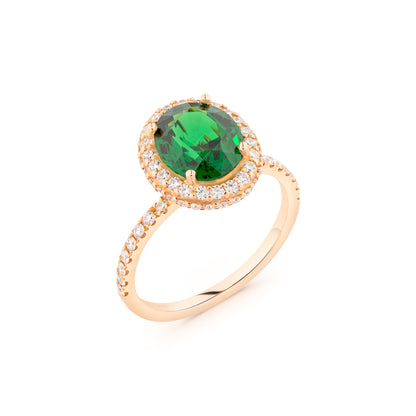 2.20ct Green Garnet Pave Halo Diamond Ring