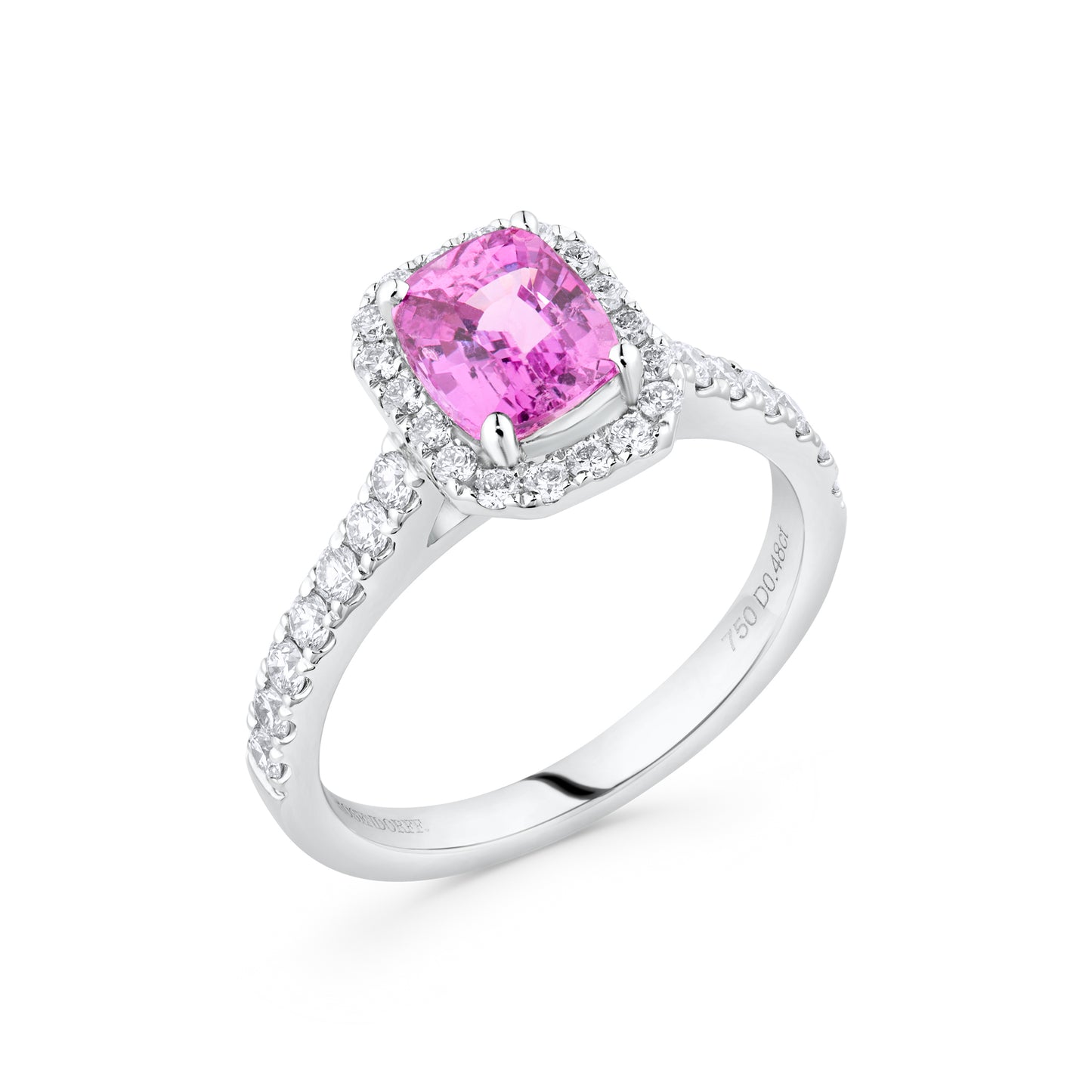 1.60ct Deep Pink Sapphire Halo Ring