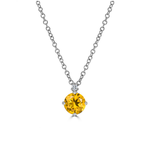 Citrine Diamond Pendant