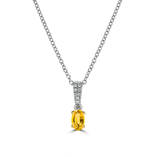 Citrine & Diamond Oval Pendant