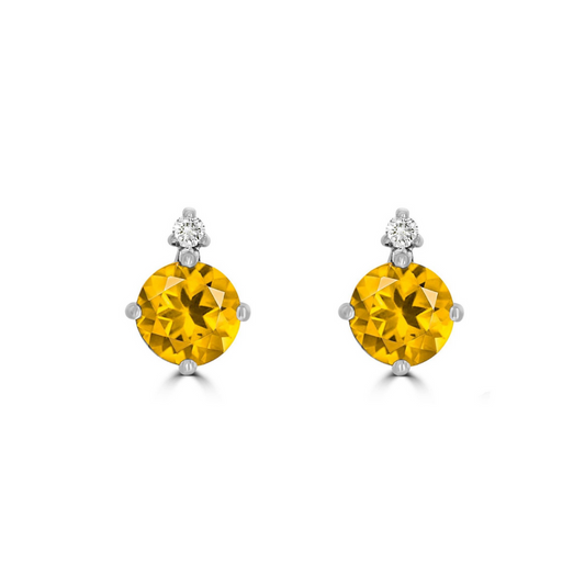 Citrine & Diamond Studs