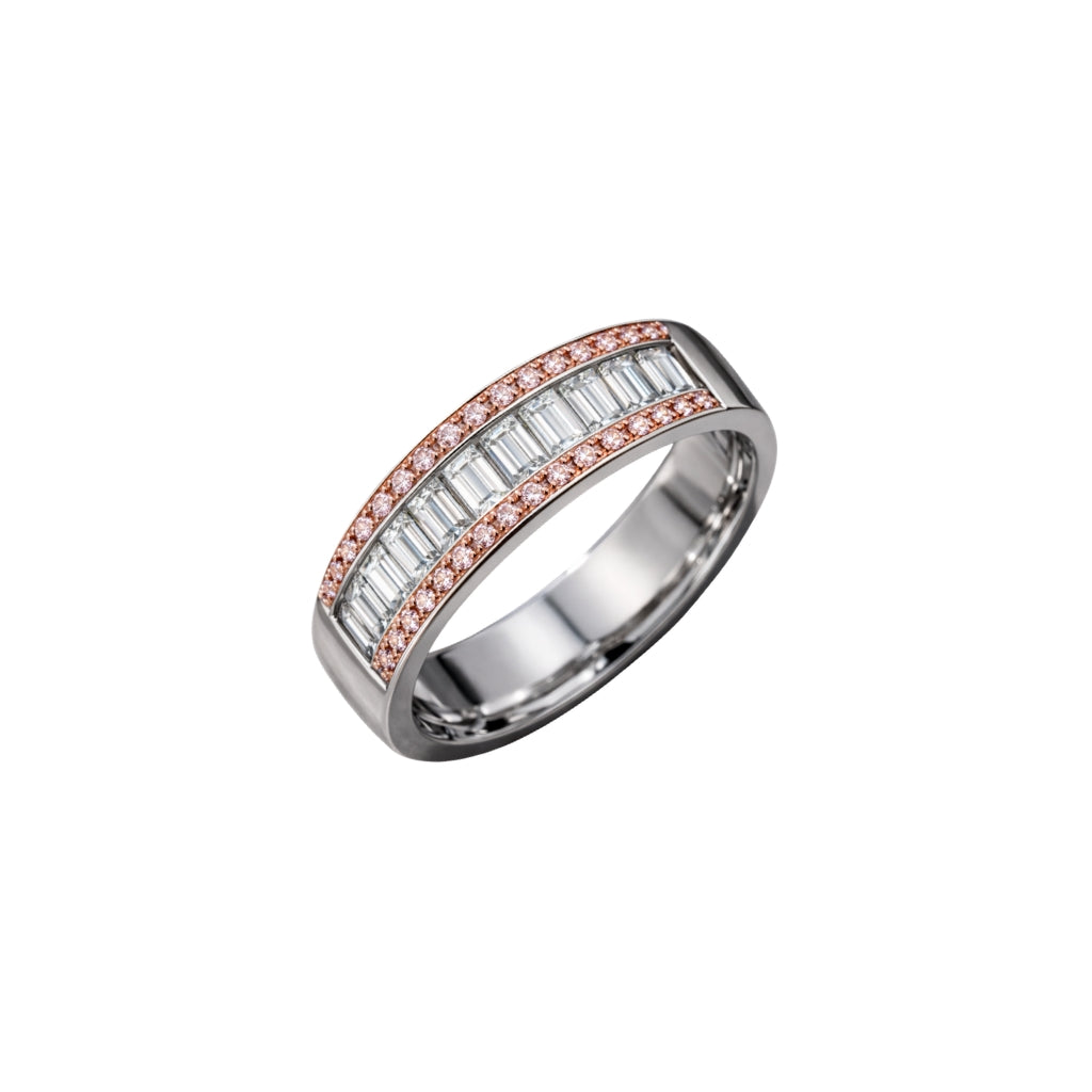 1.50ct Baguette and Pink Diamond Ring