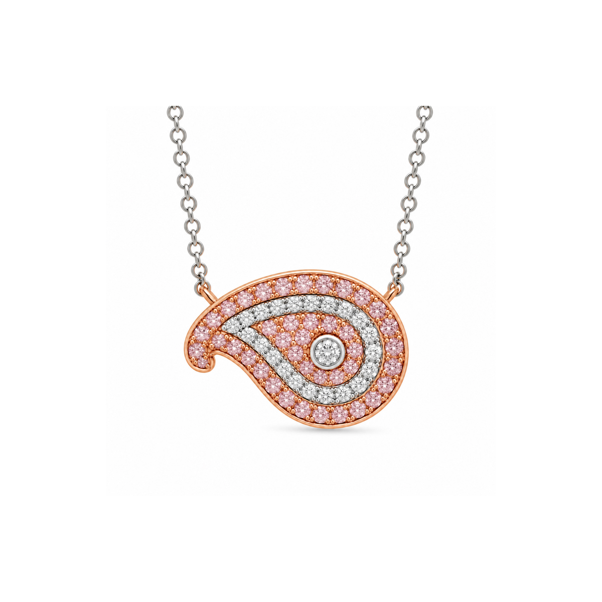 Paisley Pink Diamond Necklace | 18ct Rose & White Gold, Adjustable