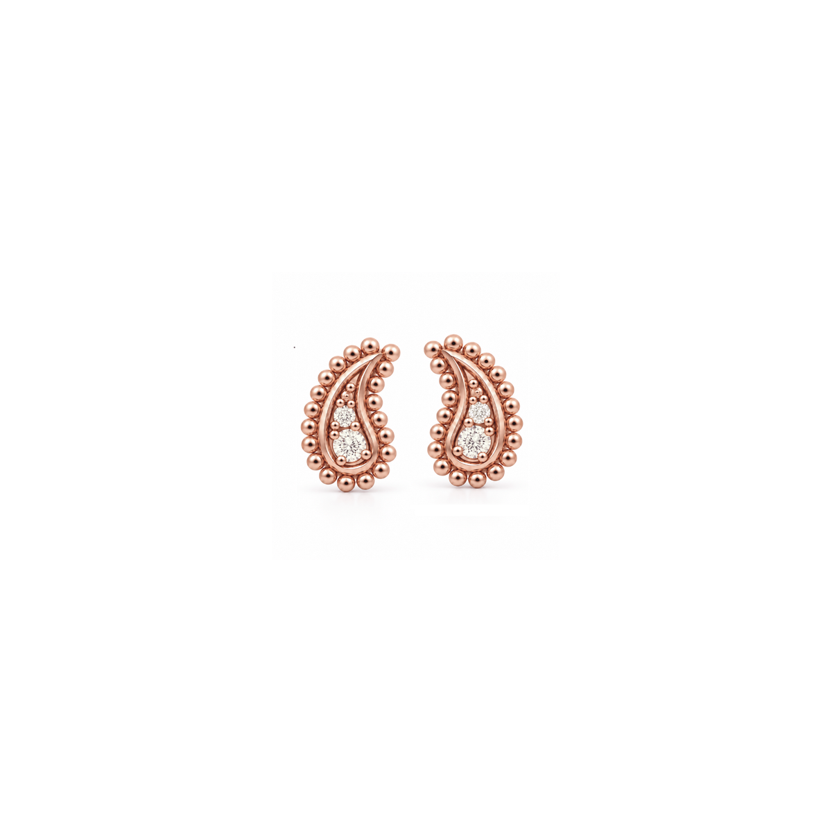 Paisley Diamond Stud Earrings | 18ct Rose Gold