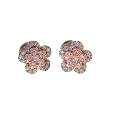 Large Eminence Pinks Diamond Flower Earrings