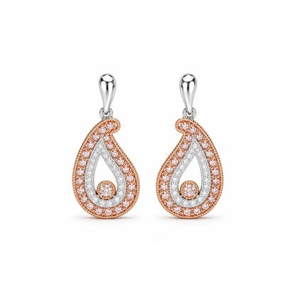 Paisley Pink Diamond Statement Drop Earrings | 18ct White & Rose Gold